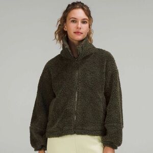 Lululemon cinchable fleece zip up— dark olive